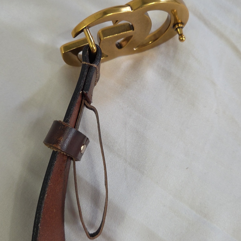 Gucci Brown Leather Belt with Gold Double G Buckle - Picture 12 of 16